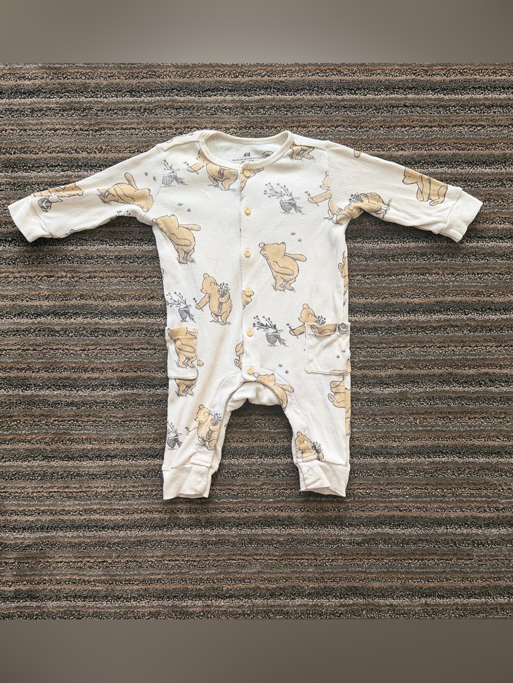 H&M Cream and Yellow Winnie the Pooh Baby Footie